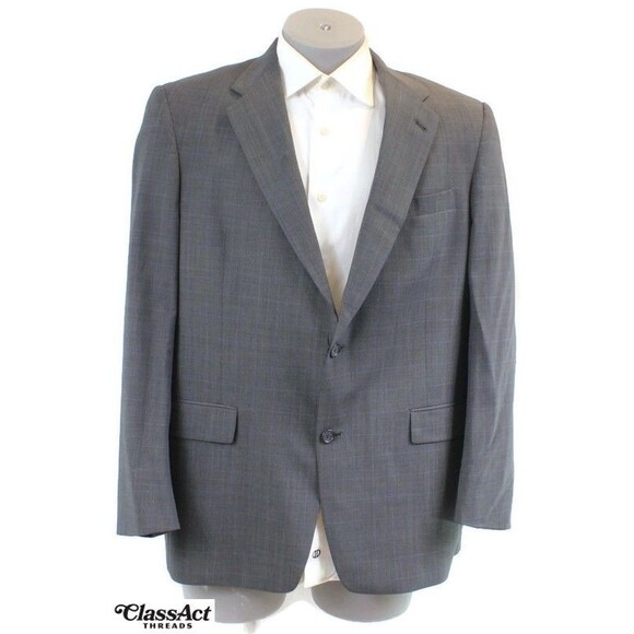 Hart Schaffner Marx 2 Piece Suit Gray Glen Plaid Wool 2 Btn 42L 37" Waist - Picture 3 of 11